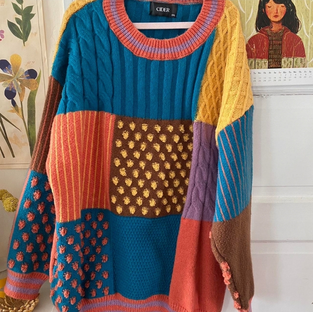Cider Women's Colorful Patchwork Sweater